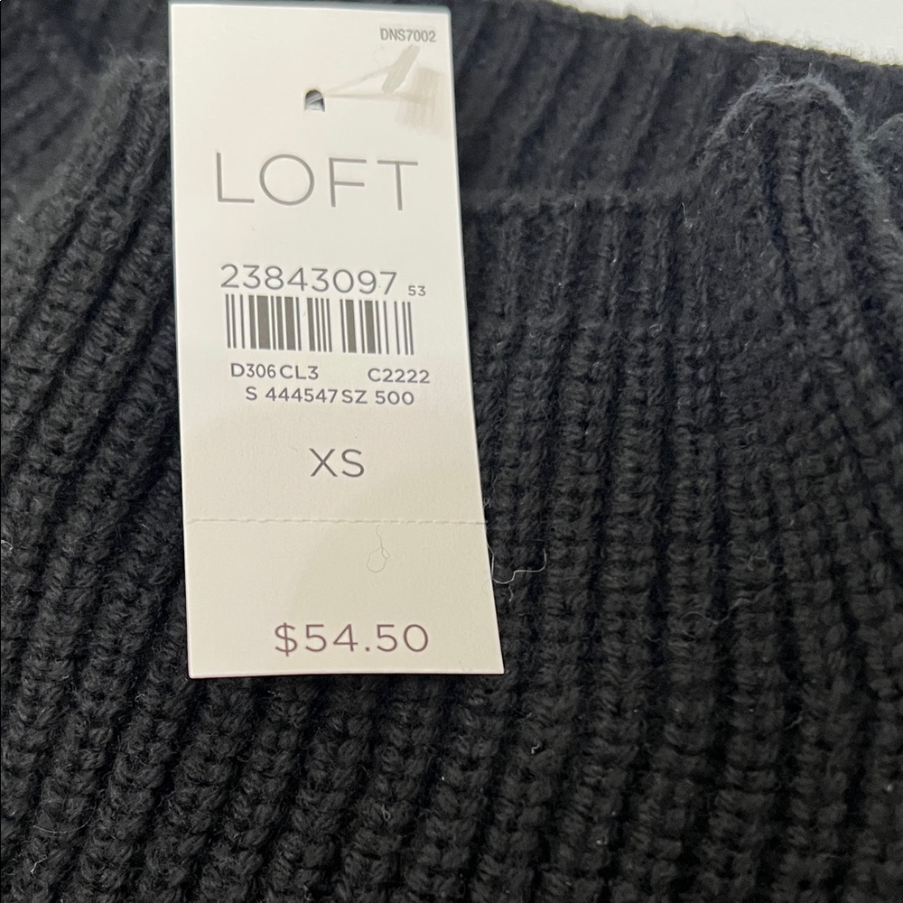 LOFT Black Sleeveless Quite Luxury Mock Neck Vertical Ribbed Decorative Sweater - Picture 13 of 13